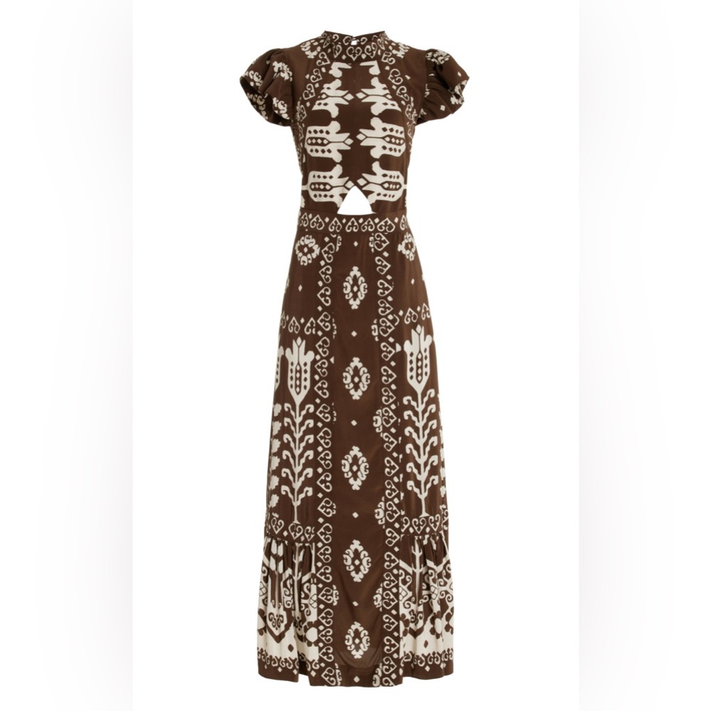 SEA NY Sonia Printed Cutout Silk Midi Dress - Picture 9 of 10